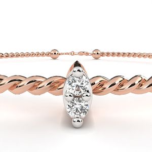 Elegant 14K Yellow <b>Gold</b> IGI Certified <b>Adjustable</b> <b>Bracelet</b> For Women Twisted Wire Bangle Lab Grown Diamond Three Prong Setting - Product Image 5