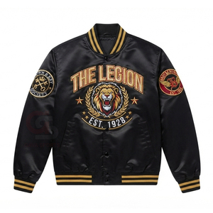 Blouson Bomber Varsity en Satin Surdimensionné Personnalisé Unisexe avec Boutons Pression Style Streetwear Blouson Letterman OEM Marque Privée Vente en Gros - Product Image 3