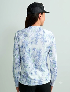 Chemise de pêche à manches longues pour hommes UPF 50+ à séchage rapide, imprimé floral bleu, pull léger et respirant pour activités de plein air, gym et course à pied - Product Image 3