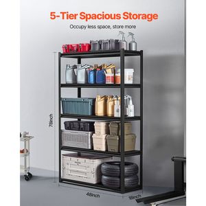 Scaffali per Garage a 5 Ripiani, Capacità 1360 Kg, Regolabili in Metallo, 46 cm P x 122 cm L x 198 cm H per lo Stoccaggio di Utensili - Product Image 3