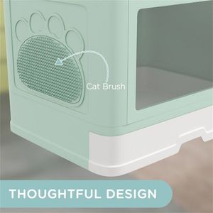 กระบะทรายแมวแบบปิดมิดชิดพร้อมอุปกรณ์เสริมระดับพรีเมียม - Product Image 4