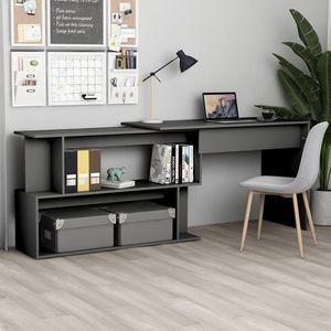 Escritorio de esquina de madera de ingeniería gris 78,7 "x 19,7" x 29,9 "para uso en computadora - Product Image 1