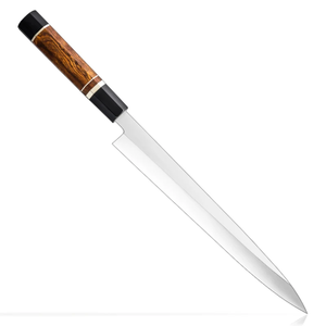 Couteaux Yanagiba professionnels japonais LEGACY BLADES pour sashimi, sushi et filetage, fabriqués à la main en acier à haute teneur en carbone, manche en bois, ambidextres - Product Image 6
