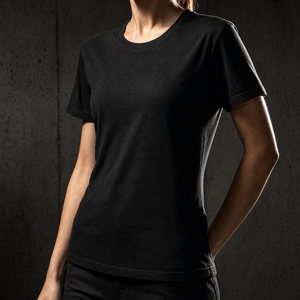 Camiseta Clásica de Cuello Redondo y Manga Corta para Mujer, en Poliéster Suave, Estilo Casual Básico, Corte Regular, Colores Sólidos, Personalizable - Product Image 3