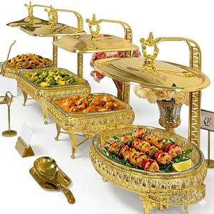 Juego de Servidores de Buffet Chapados en Oro con Tapa y Soporte para Uso en Restaurantes a Precio Económico - Product Image 2