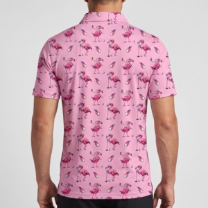 Polo personnalisé pour homme, imprimé flamant rose, manches courtes, respirant, 100% polyester, polo de golf, sublimation, décontracté, sport - Product Image 4