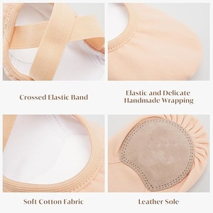 Baifa Ent Women's Ballet Shoes Highly Stretch Canvas Dance Slipper Mesh Flats Genuine Leather Lining - Product Image 4