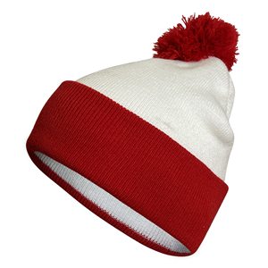 Gorro de Punto Rojo y Blanco de Poliéster/Algodón con Bordado a Mano, Unisex, para Adultos, Estilo Casual, para Invierno - Product Image 5