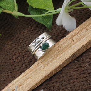 Wholesale Shree Jaipur Silver 925 Sterling Silver Amethyst Classic <b>Spinner</b> <b>Ring</b> Hammered Beaded Multi Band Gemstone <b>Ring</b> - Product Image 5