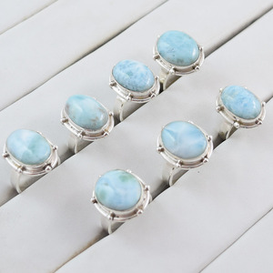 Anillo Sukhmani de Plata de Ley 925 con Larimar Azul Natural Rosa, para Uso Diario, Unisex, con Engaste de Bisel, Estilo Bohemio, Viajero, Tribal - Product Image 4
