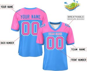 เสื้ออเมริกันฟุตบอลไซส์ใหญ่พิเศษ สกรีนชื่อทีมตามสั่ง ผ้าอินเตอร์ล็อค พิมพ์ลายด้วยเทคนิค Dye Sublimation ระบายอากาศได้ดี แห้งเร็ว คุณภาพสูง - Product Image 6