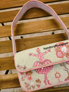 Bolso de Hombro Ballerina Bloom con Bordado Hecho a Mano y Cuentas, Cierre Magnético, Ecológico, Ligero, Duradero y Elegante, en Satén - Product Image 5
