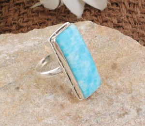 Larimar Gemstone <b>Ring</b> 925 Sterling Silver Handmade <b>Statement</b> <b>Ring</b> Wholesale Supplier - Product Image 4