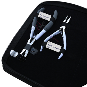 White Hair Extension tools Kit with Tape In Plier Beads Crimper Keratin Bond <b>Cutter</b> Hair Extension Plier Mini Hair Scissor Set - Product Image 3