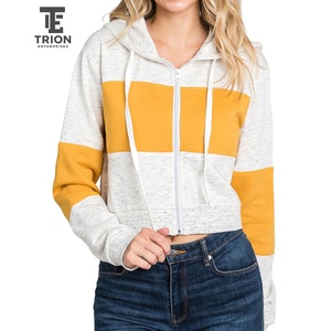 Women's Custom Oversize Sports Hoodie Winter <b>Cropped</b> <b>Zip</b>-<b>Up</b> Design Drop Shoulder Casual Style Hooded Collar Washed Technique - Product Image 1