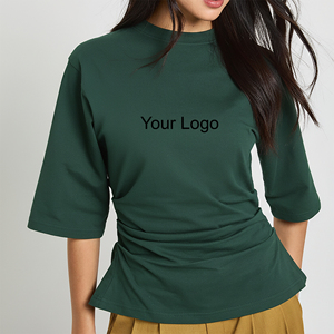 T-shirt pour femme en jersey 100% coton de haute qualité, léger, avec logo imprimé personnalisé, vêtement décontracté, couleur unie - Product Image 4