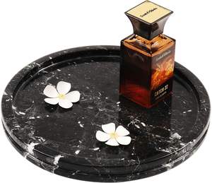 Plateau de service rond en marbre zèbre noir, moderne, résistant au feu, en pierre naturelle, décoratif, décoration de luxe pour la maison, pour la cuisine et la salle à manger - Product Image 3