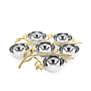 Deluxe Stainless Steel Decorative Bowl Set with Polished Finish & Sculptural Center Handle for Table Centerpiece - Product Image 4