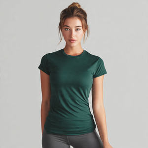 T-shirts de sport pour femmes, pour la course à pied en plein air, vêtements de rue - Séchage rapide, respirant, été, athlétique, écologique, personnalisable - Product Image 4