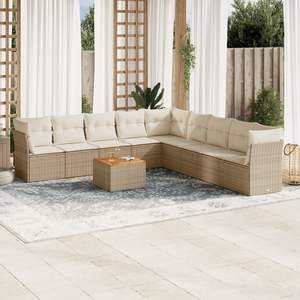Conjunto de Sofá de Jardín de Ratán Beige con Cojines de Espuma de Alta Densidad, Muebles de Exterior de Diseño Contemporáneo, Resistentes al Agua y a los Rayos UV - Product Image 1