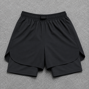 Men's Lightweight Mid Drawstring 2 1 Training Shorts Breathable Athletic Gym Shorts Inner <b>Compression</b> Liner Custom Sportswear - Product Image 1