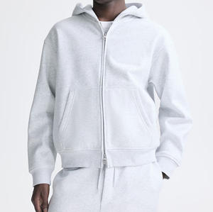 เสื้อฮู้ดดี้ผู้ชายทรงบ็อกซี่ น้ำหนัก 360 กรัม สีดำ ซิปหน้า พิมพ์โลโก้ ผ้าโพลีเอสเตอร์/คอตตอน ทรงโอเวอร์ไซส์ ซักแล้ว รักษ์โลก - Product Image 1