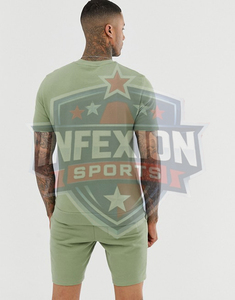 Shorts en coton vert uni pour homme, avec cordon de serrage, décontractés, pour l'été, avec poches latérales, coupe classique - Product Image 3