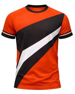 Camiseta Deportiva Personalizada para Hombre, Naranja y Negra, de Secado Rápido, Poliéster y Elastano, para Gimnasio, Running, Entrenamiento, Manga Corta, con Estampado Personalizado - Product Image 1