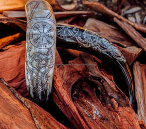 Agate Buffalo Ox Viking Drinking Horn Mug Técnica pulida Precio Jarra de fábrica de cerveza Producto artesanal natural - Product Image 2