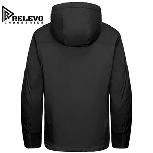 Veste matelassée noire à capuche pour homme, coupe-vent épaisse pour l'hiver avec fermeture éclair, vêtement d'extérieur décontracté isolé à capuche - Product Image 3