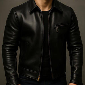 Veste universitaire en cuir véritable noir sur mesure de haute qualité pour hommes, tendance, avec logo personnalisé, manteau pour hommes, vestes pour hommes - Product Image 1