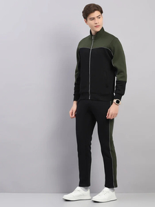Survêtement d'hiver pour homme 100 % coton, personnalisé, avec fermeture éclair intégrale, col montant, coupe classique, poches latérales et bandes latérales - Product Image 3