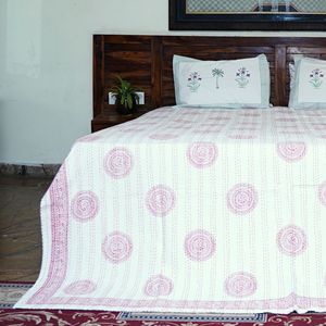 Handmade Organic Cotton Kantha <b>Quilt</b> Floral Printed Reversible Bohemian Fluffy Washable Bedspread for Home & Hotel Decor - Product Image 5