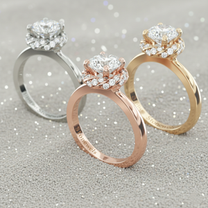 แหวนหมั้นเพชรแบบรัศมีวงบิดชุบเคลือบสีโรสโกลด์คลาสสิก - Product Image 5