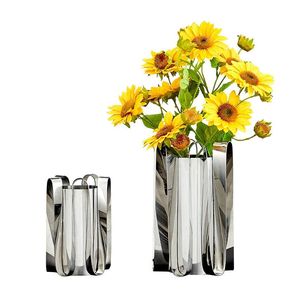 Moderno Portaflores de Acero para Flores Frescas y Decoración Sofisticada del Hogar con un Atractivo Duradero - Product Image 1
