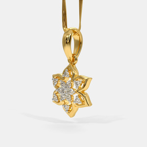 Collar con Colgante de Diamante Cultivado en Laboratorio, Diseño Floral de Seis Pétalos, Oro Amarillo - Product Image 5