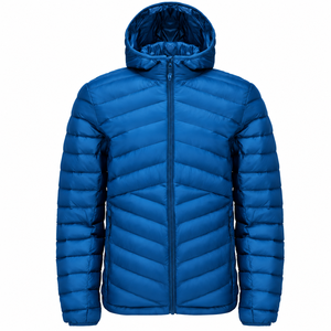 2026 New Design Men's Hooded Puffer Jacket Lightweight Quilted Winter Coat Full <b>Zip</b> Warm Outdoor Jacket Solid Blue Casual Style - Product Image 1