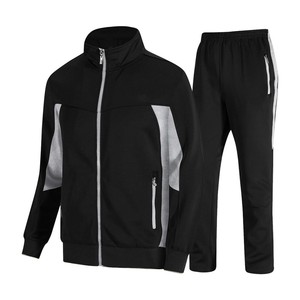 Ensemble de survêtement unisexe à manches longues avec fermeture éclair, couleur unie, col montant, pantalon de jogging, respirant, en polyester mi-lourd, pour l'automne - Product Image 2