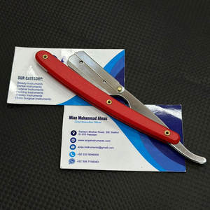 Navaja de Afeitar Clásica Roja de Hoja Recta, Plegable, de Acero Inoxidable, Herramienta de Afeitado para Barberos y Uso Doméstico - Product Image 5