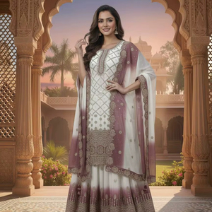 ชุดสูททรงตรงแบบหรูหราพร้อมเสื้อและกางเกงปักลายสวยงาม พร้อมผ้าคลุมไหล่ทันสมัยสำหรับงานปาร์ตี้และงานเฉลิมฉลอง - Product Image 1