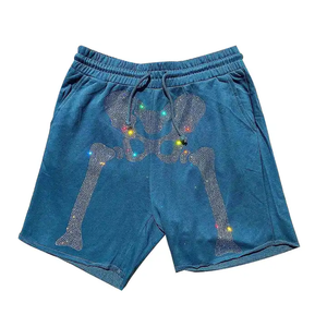 Shorts de survêtement décontractés surdimensionnés pour hommes, couleur unie, en toile, pour l'été, avec taille ajustable, 100 % coton respirant - Product Image 3