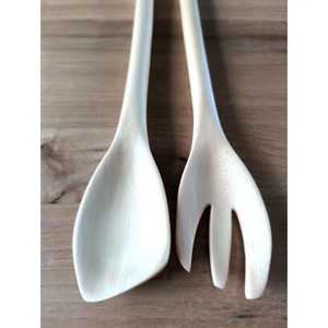 ชุดช้อนส้อมไม้เคลือบสีขาวสำหรับเสิร์ฟสลัด อุปกรณ์ครัว - Product Image 3