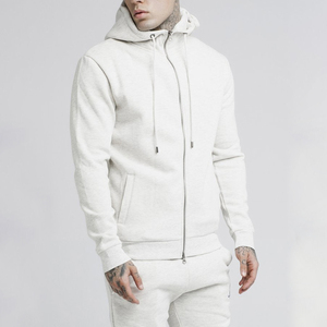 Men's <b>White</b> Hooded Tracksuit Full Zip Sweatshirt <b>Jogger</b> Set Solid Color Casual Wear Breathable Cotton Autumn Outfit - Product Image 3