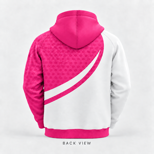 Men <b>Hoodie</b> <b>Pink</b> White Color Blocking Raglan Sleeve Regular Fit Printed Hooded Sweatshirt Autumn Casual Style - Product Image 2