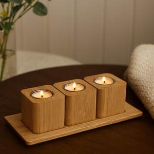 Premium Natural Wooden <b>Tea</b> Light <b>Stand</b> Natural Wood Candle Holder for Elegant Home Decoration Wholesale - Product Image 2