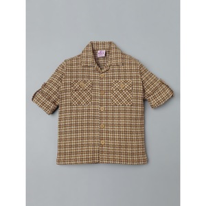 Chemise en coton beige et marron à micro-carreaux décontractée pour garçons - Product Image 1