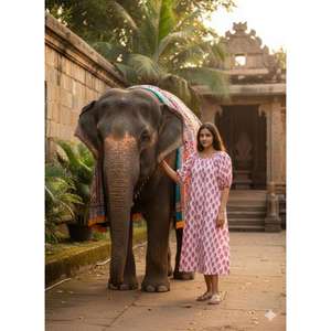 Ladies <b>Boho</b> Floral <b>Dress</b> Puff Sleeves Lightweight Cotton Wear Block Print Square neck maxi <b>dress</b> - Product Image 1