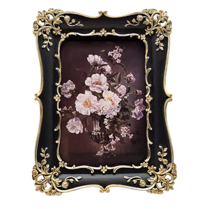 Cadre photo vintage orné de style baroque en résine 4x6 pouces, or antique/vert/noir, gaufré, fait main, style victorien de luxe - Product Image 2
