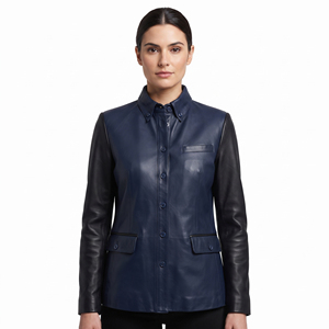 Custom Brand <b>Women</b> Leather Blazer Premium Genuine Coat <b>Women</b> Full Sleeve Down button Leather Blazer <b>Jackets</b> - Product Image 1