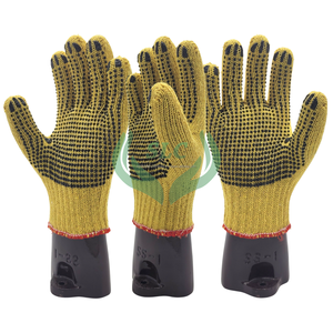 Guantes de seguridad de puntos de algodón amarillo confiables Antiestático/Antideslizante/Anti impacto Uso industrial Ajuste perfecto Mano de construcción de punto - Product Image 2